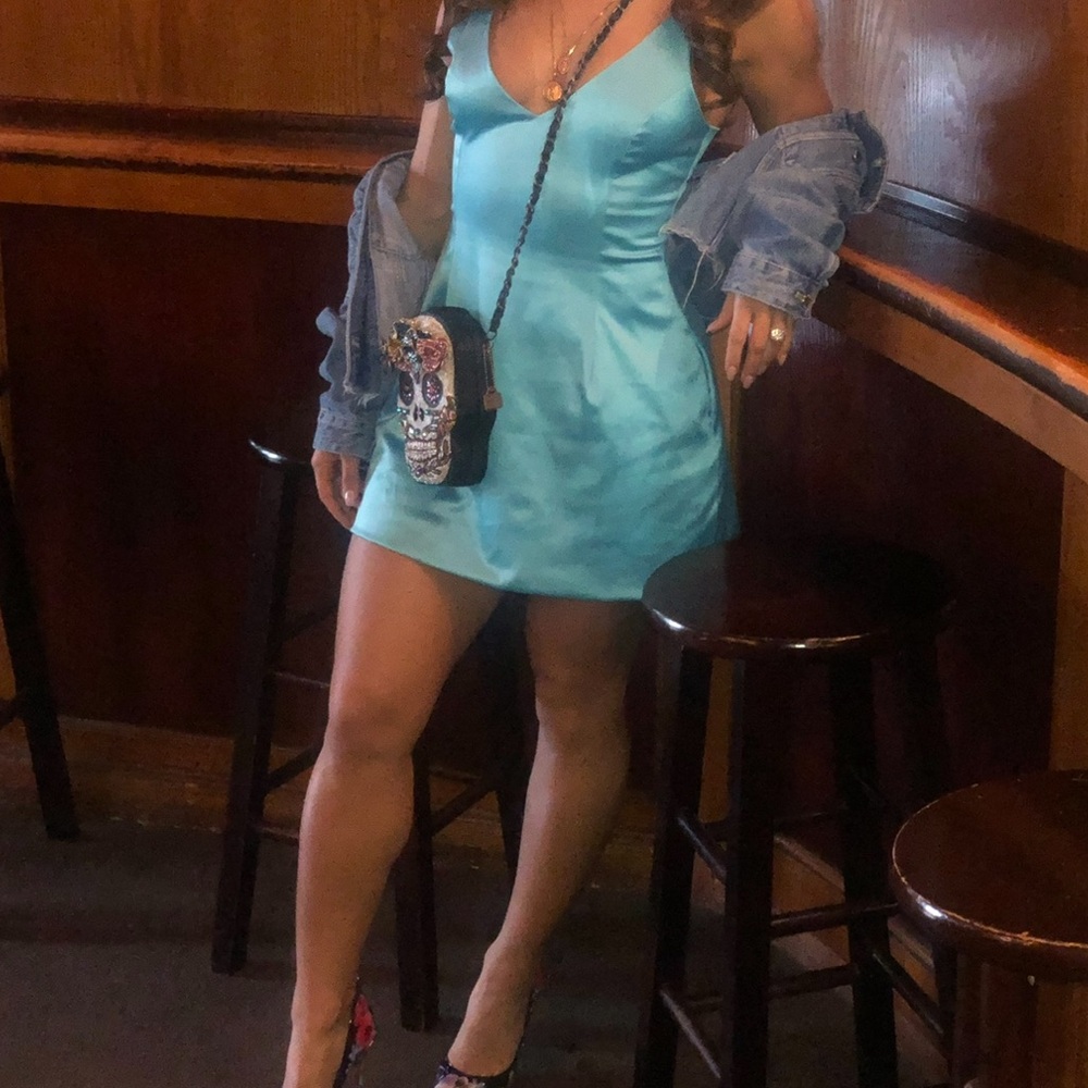 LUX Blue Mini dress with pockets. Size Medium